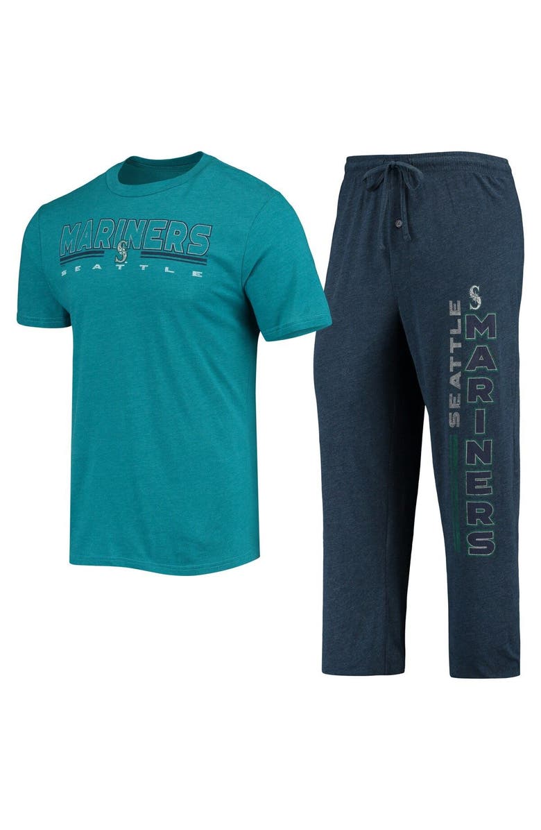 CONCEPTS SPORT Men's Concepts Sport Aqua/Navy Seattle Mariners Meter T-Shirt and Pants Sleep Set, Main, color,