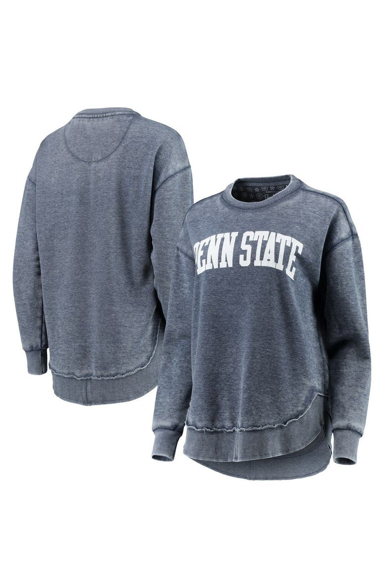 PRESSBOX Women's Pressbox Heather Navy Penn State Nittany Lions Vintage Wash Pullover Sweatshirt, Main, color,