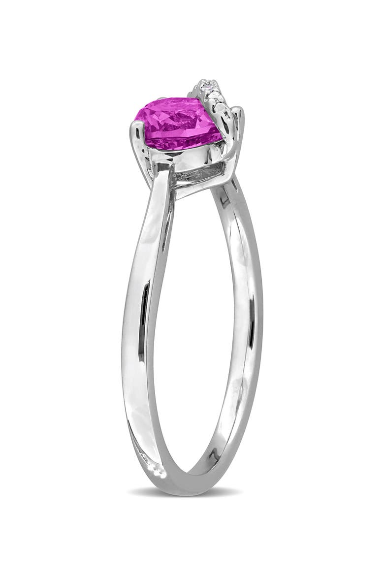 Semiprecious Stone & Diamond Heart Ring, Alternate, color, PINK
