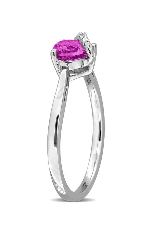 Delmar Semiprecious Stone & Diamond Heart Ring In Pink