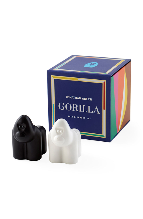 Jonathan Adler Gorilla Salt And Pepper Shaker Set In Black/white