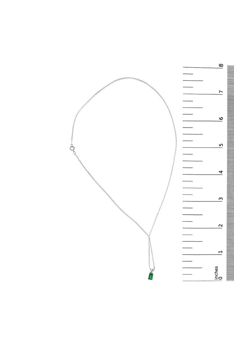 Haus of Brilliance 14K Gold 6x4MM Emerald Cut Gemstone Solitaire Pendant Necklace, Alternate, color, Green Emerald | White