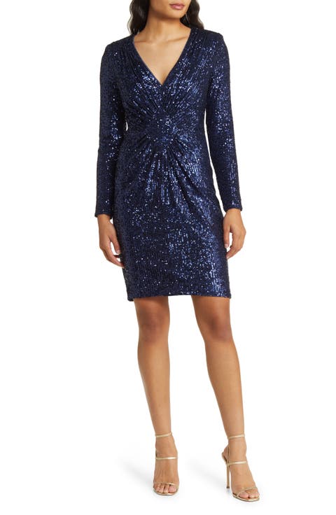 Long Sleeve Sequin Cocktail Dress