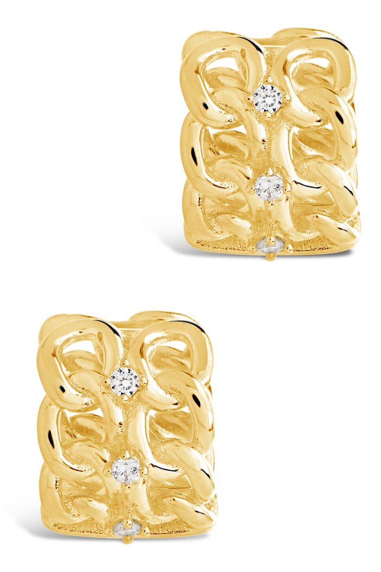 Carleene CZ Huggie Hoop Earrings, Alternate, color, GOLD