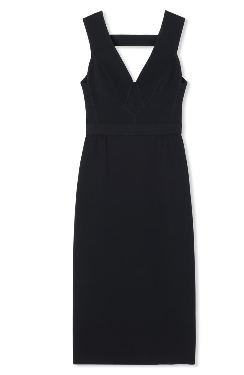 St. John Evening Strappy V-Neck Milano Knit Cocktail Dress, Alternate, color, 