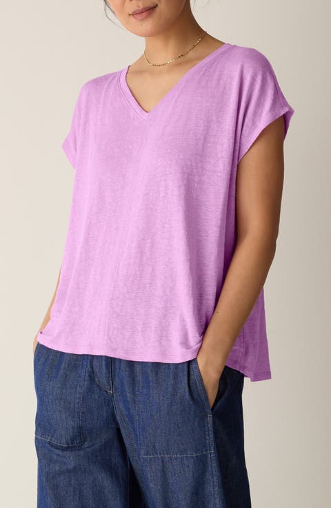 V-Neck Organic Linen T-Shirt