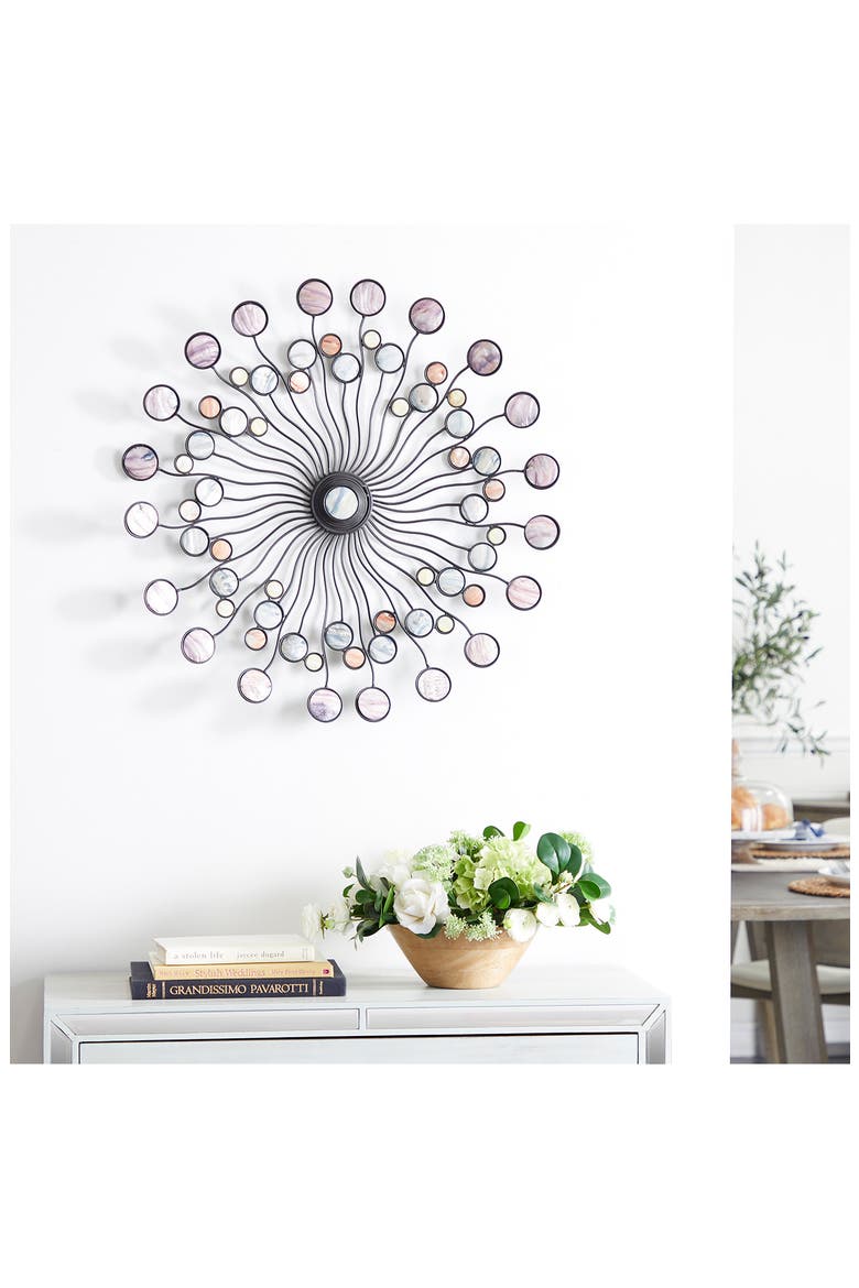 Multicolored Metal Sunburst Wall Decor, Alternate, color, MULTI