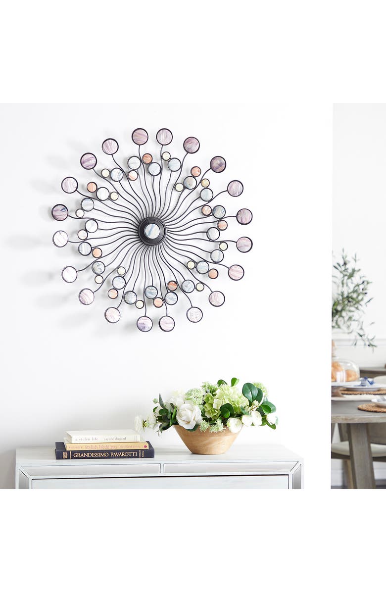 WILLOW ROW Multicolored Metal Sunburst Wall Decor, Alternate, color, 