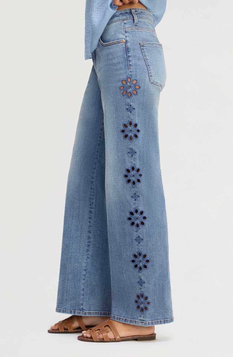 Sam Edelman Embroidered Eyelet Wide Leg Jeans, Alternate, color, Poppy Indigo Wash