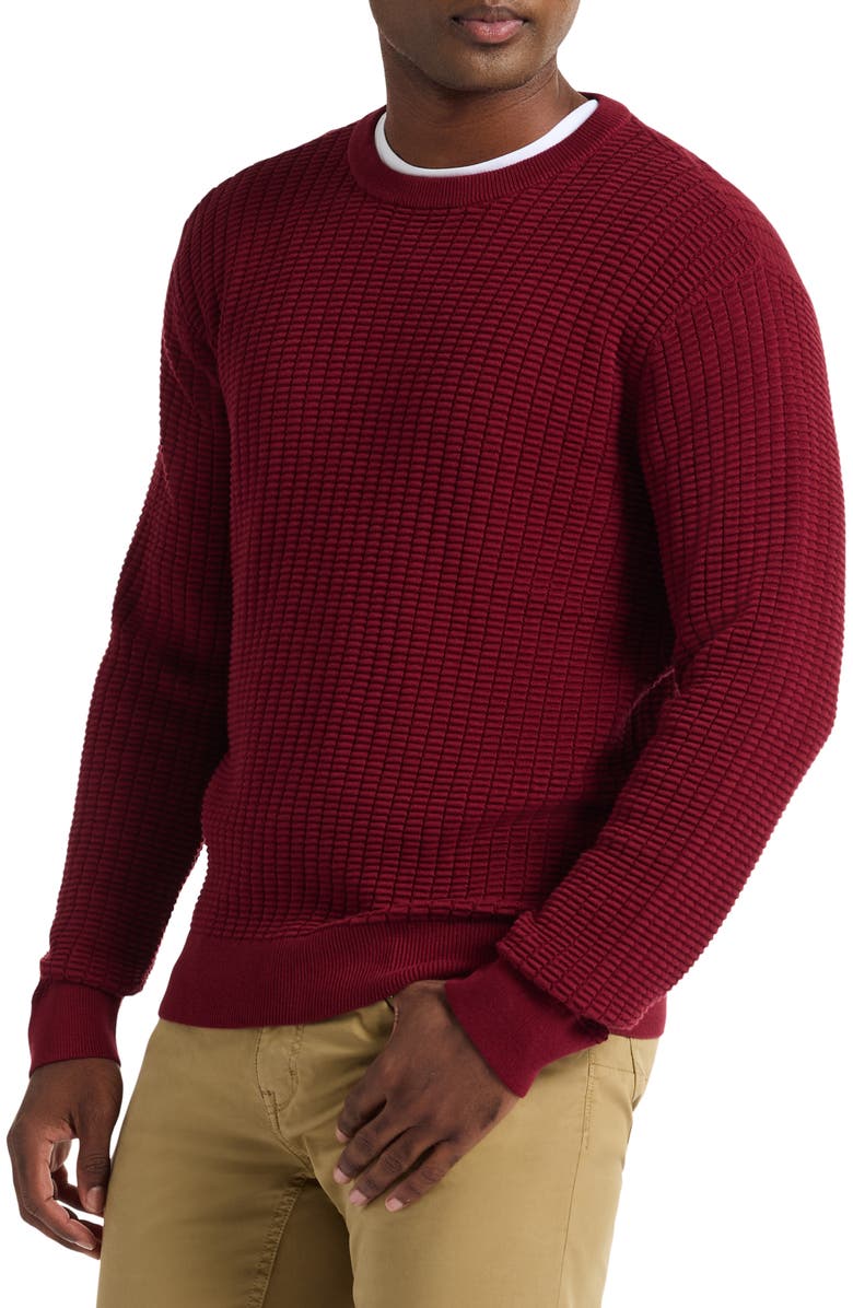 Robert Graham Dobbs Waffle Knit Sweater, Alternate, color, Burgundy