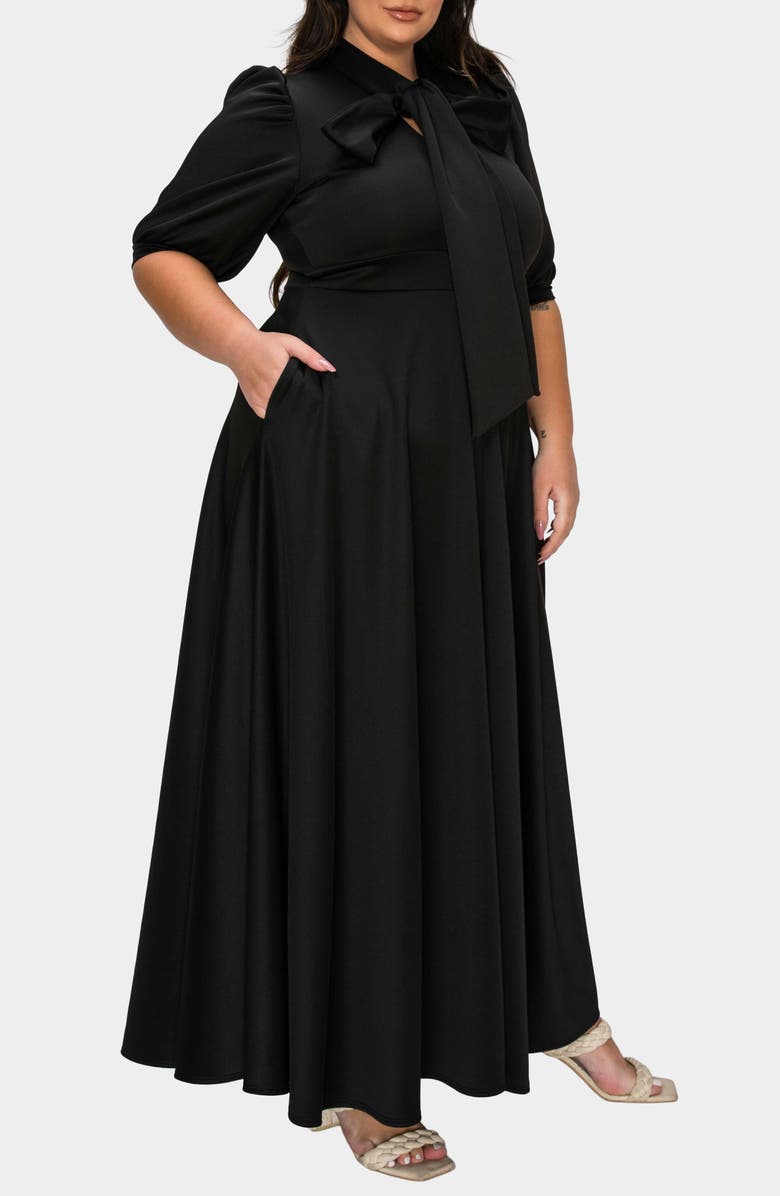 L I V D Farrah Donna Tie Neck Maxi Dress, Alternate, color, 