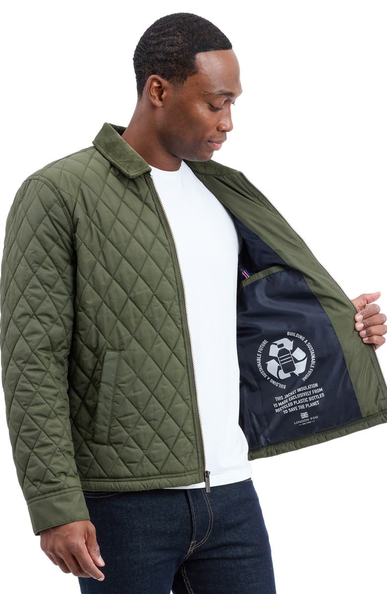 London Fog Rivervale Quilted Barn Jacket, Alternate, color, Olive