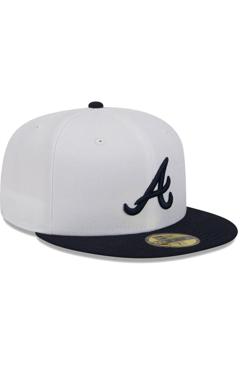 New Era Men's New Era White/Navy Atlanta Braves Optic 59FIFTY Fitted Hat, Alternate, color, 