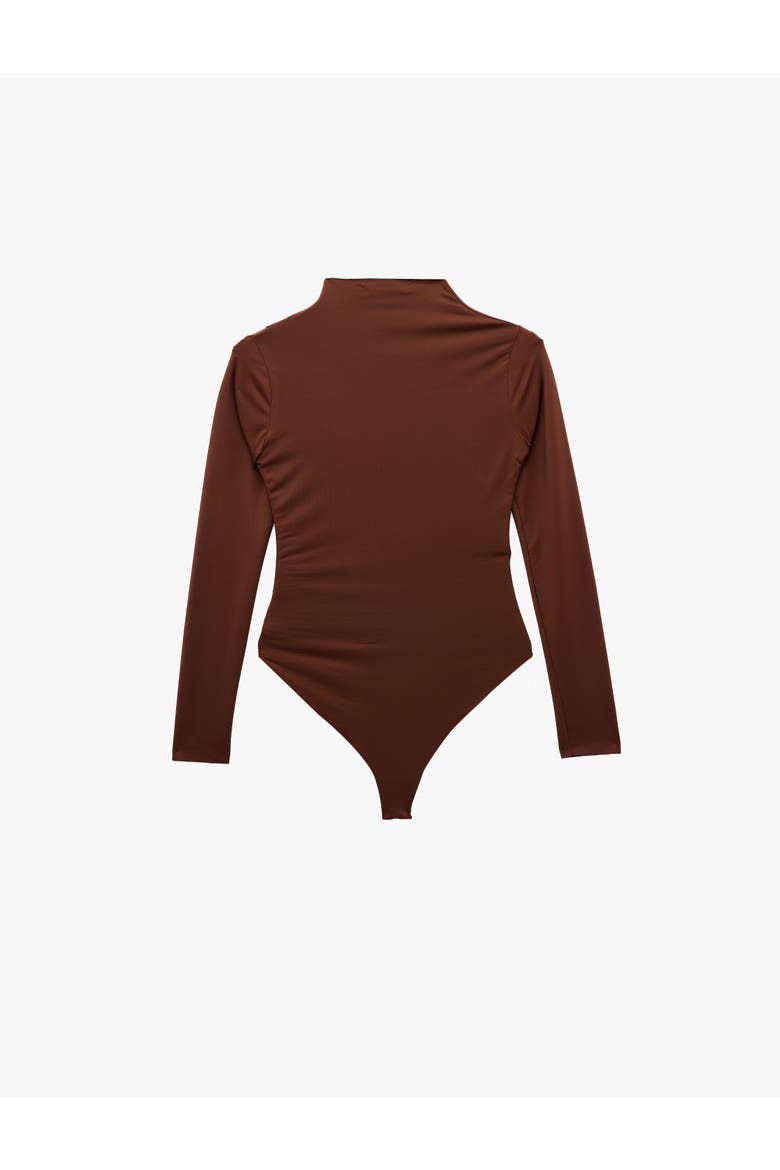 High Neck Bodysuit, Alternate, color, BROWN