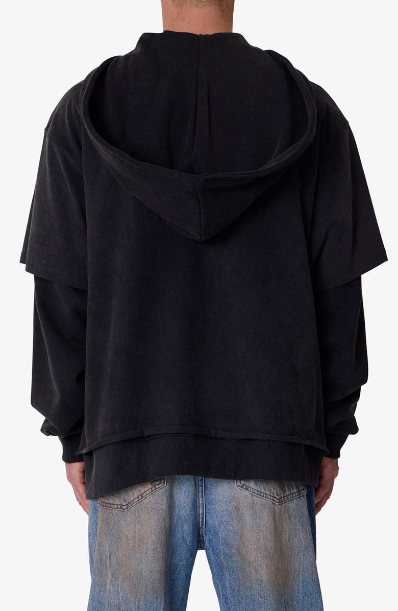 mnml Layered Cotton Hoodie, Alternate, color, Washed Black