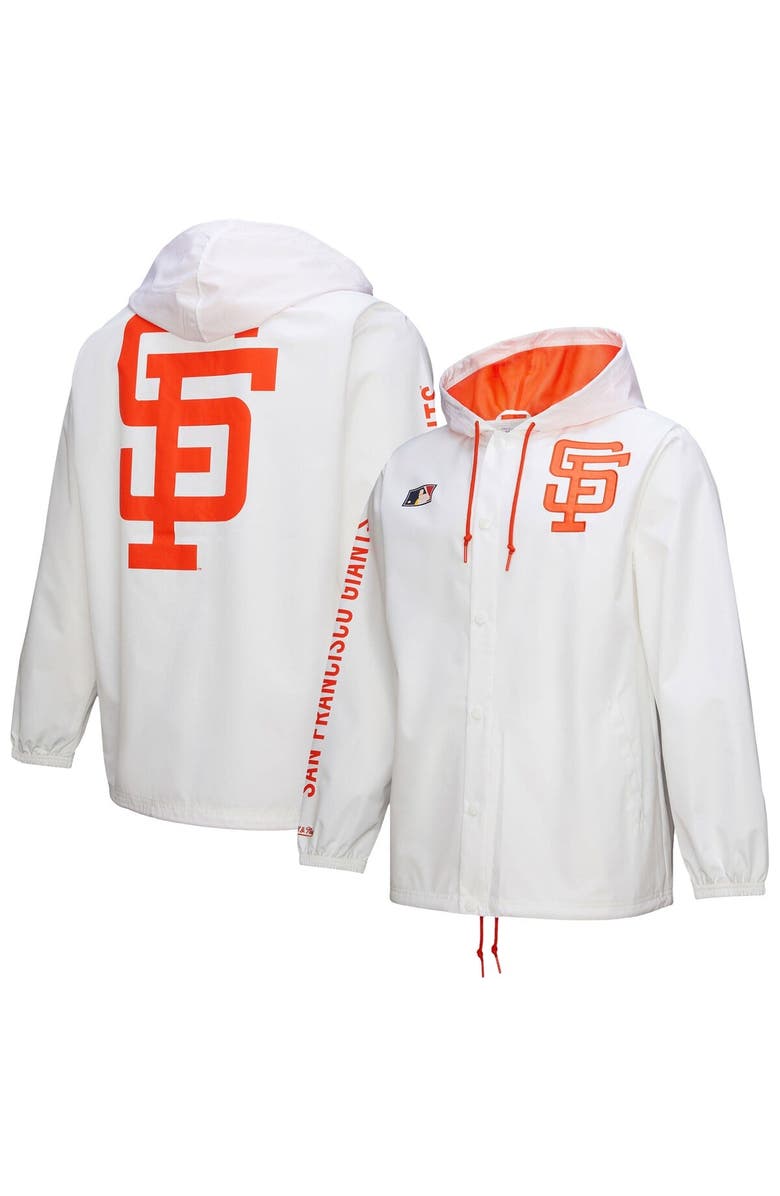Mitchell & Ness Men's Mitchell & Ness White San Francisco Giants Vintage Full-Snap Hooded Coaches Jacket, Main, color, White