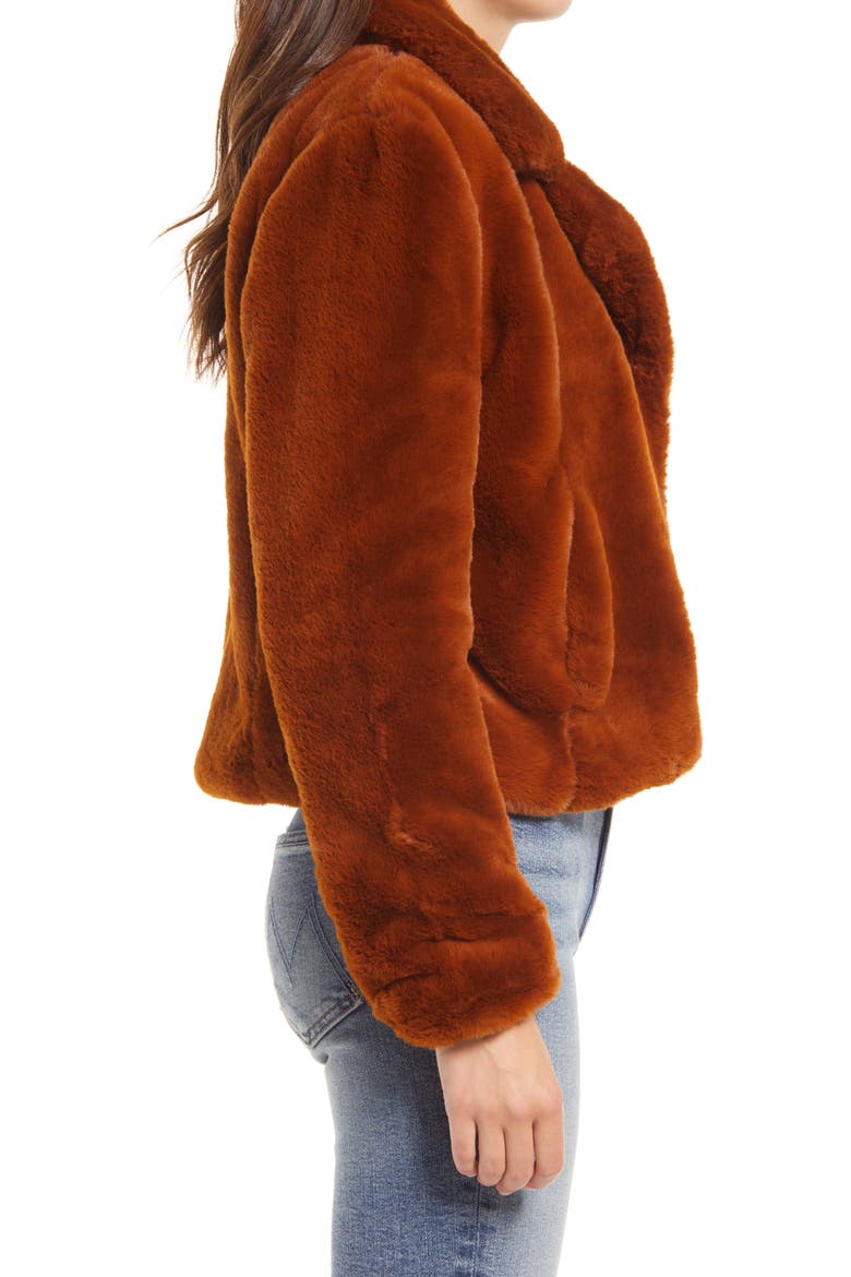 Cropped Faux Fur Jacket, Alternate, color, MILK CHOCOLATE