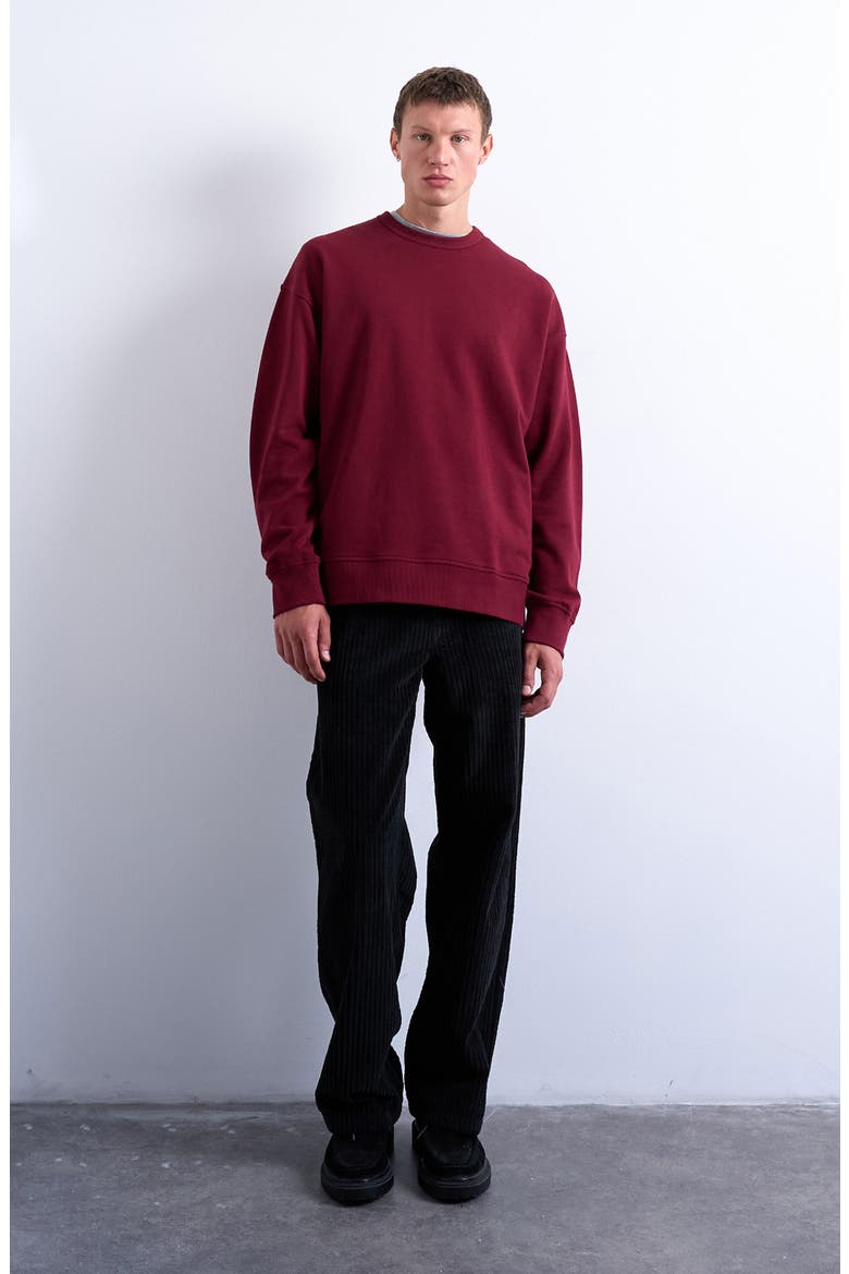 Lightweight Oversize Cotton Sweatshirt, Alternate, color, BURGUNDY