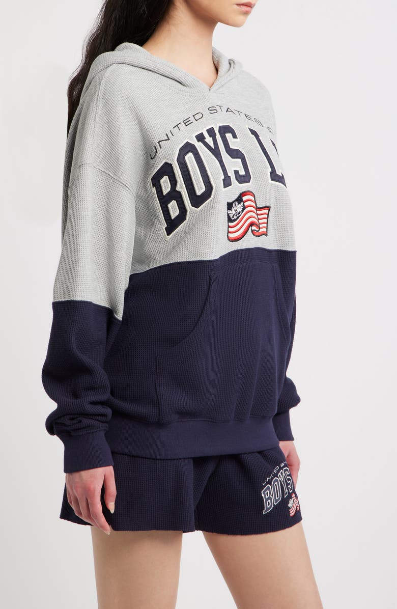 BOYS LIE United States of Boys Lie Thermal Hoodie, Alternate, color, Navy Multi