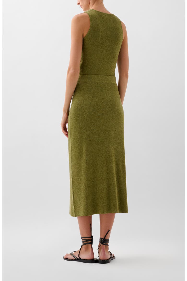 Lurex Duo Knit Skirt, Alternate, color, Khaki