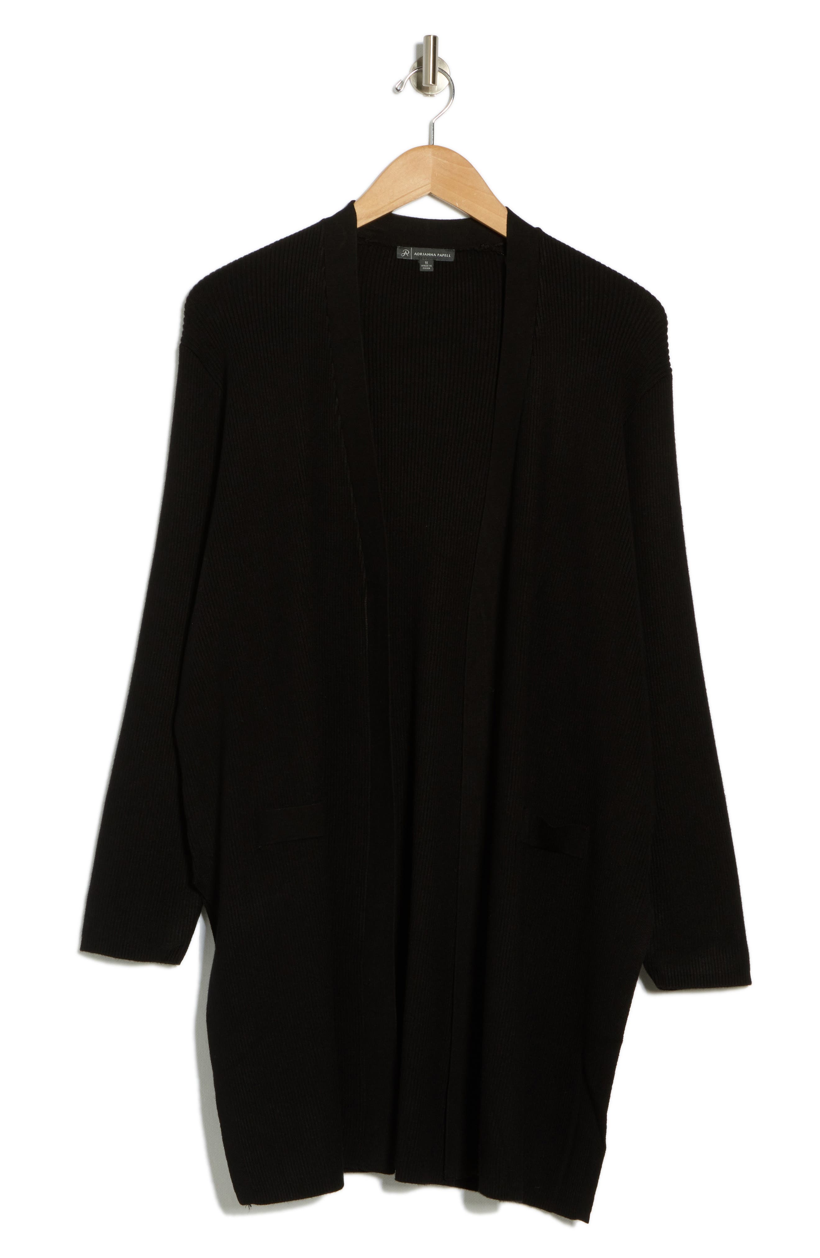 Adrianna Papell Open Front Ribbed Long Cardigan (Women) | Nordstromrack