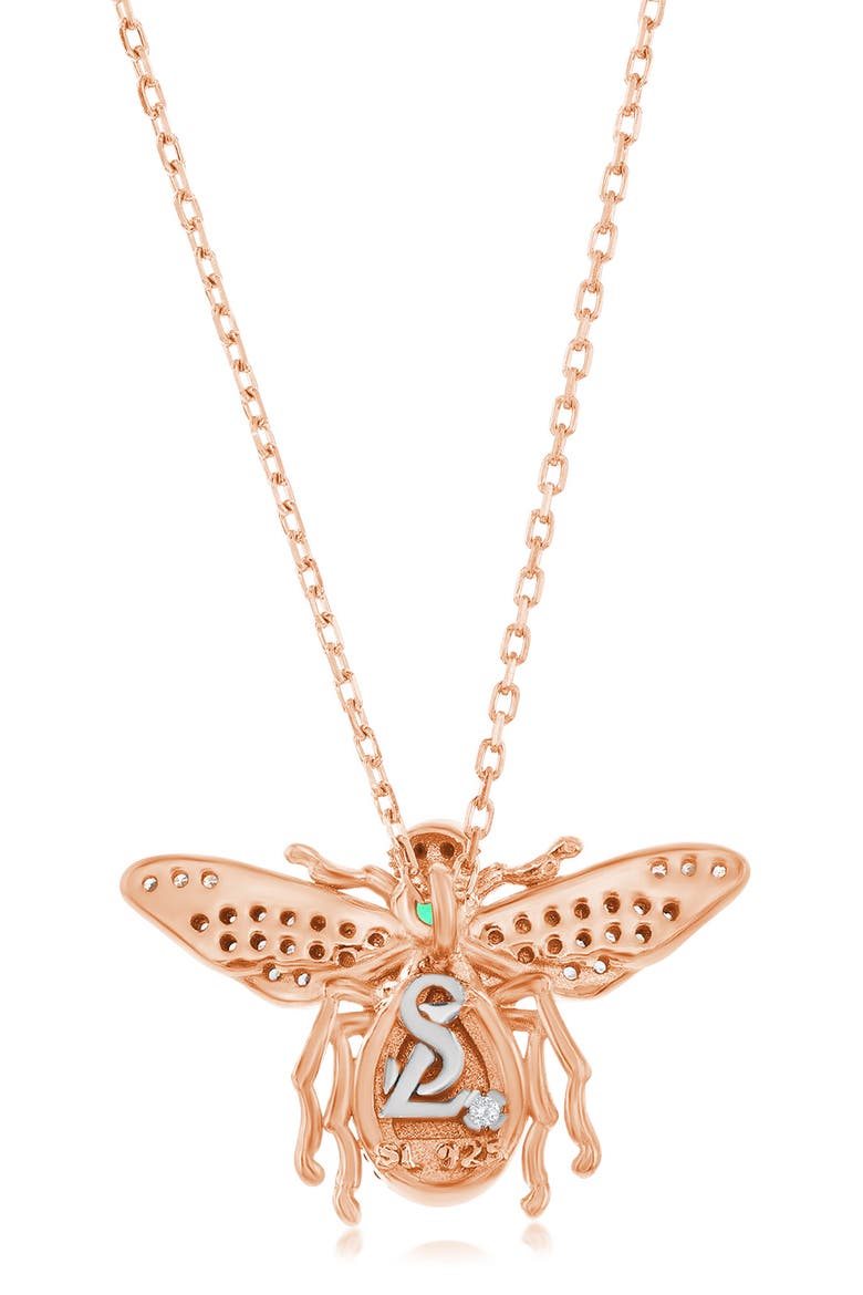 Pavé Cubic Zirconia Bumblebee Pendant Necklace, Alternate, color, PINK