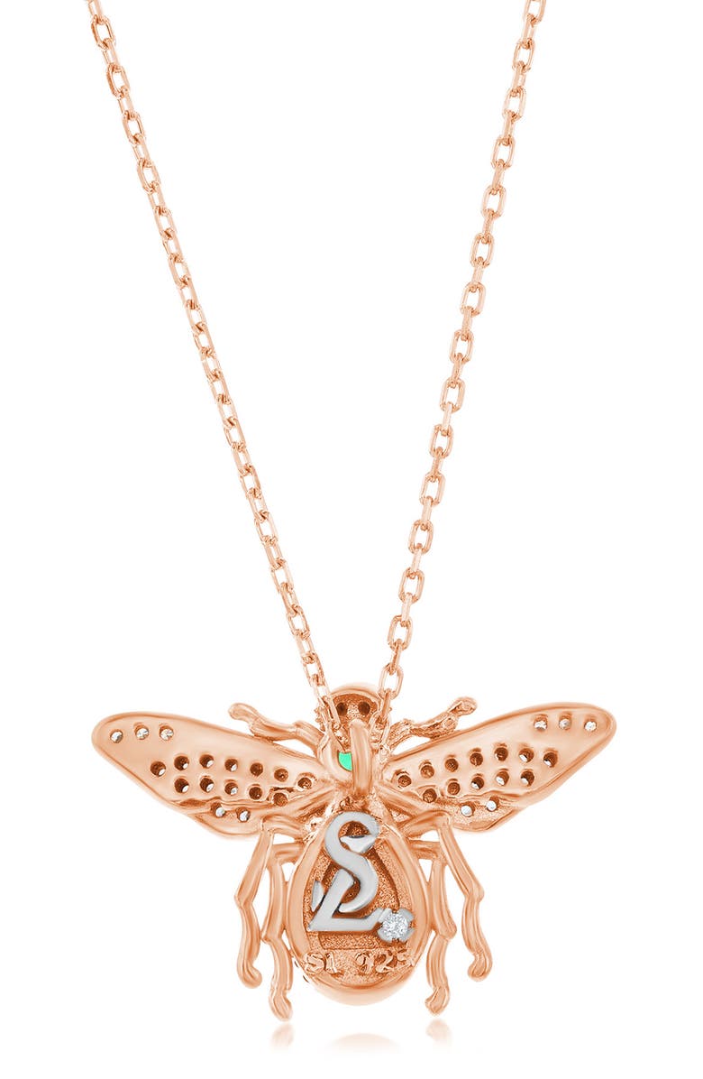 SUZY LEVIAN Pavé Cubic Zirconia Bumblebee Pendant Necklace, Alternate, color, Pink