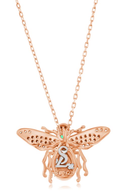 Suzy Levian Rose Sterling Silver Cubic Zirconia Bumble Bee Necklace