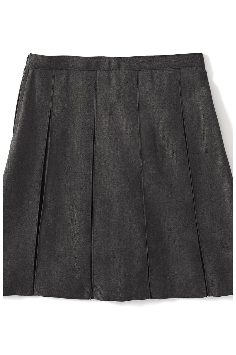 School Uniform Girls Solid Box Pleat Skirt Below The Knee, Alternate, color, Gray