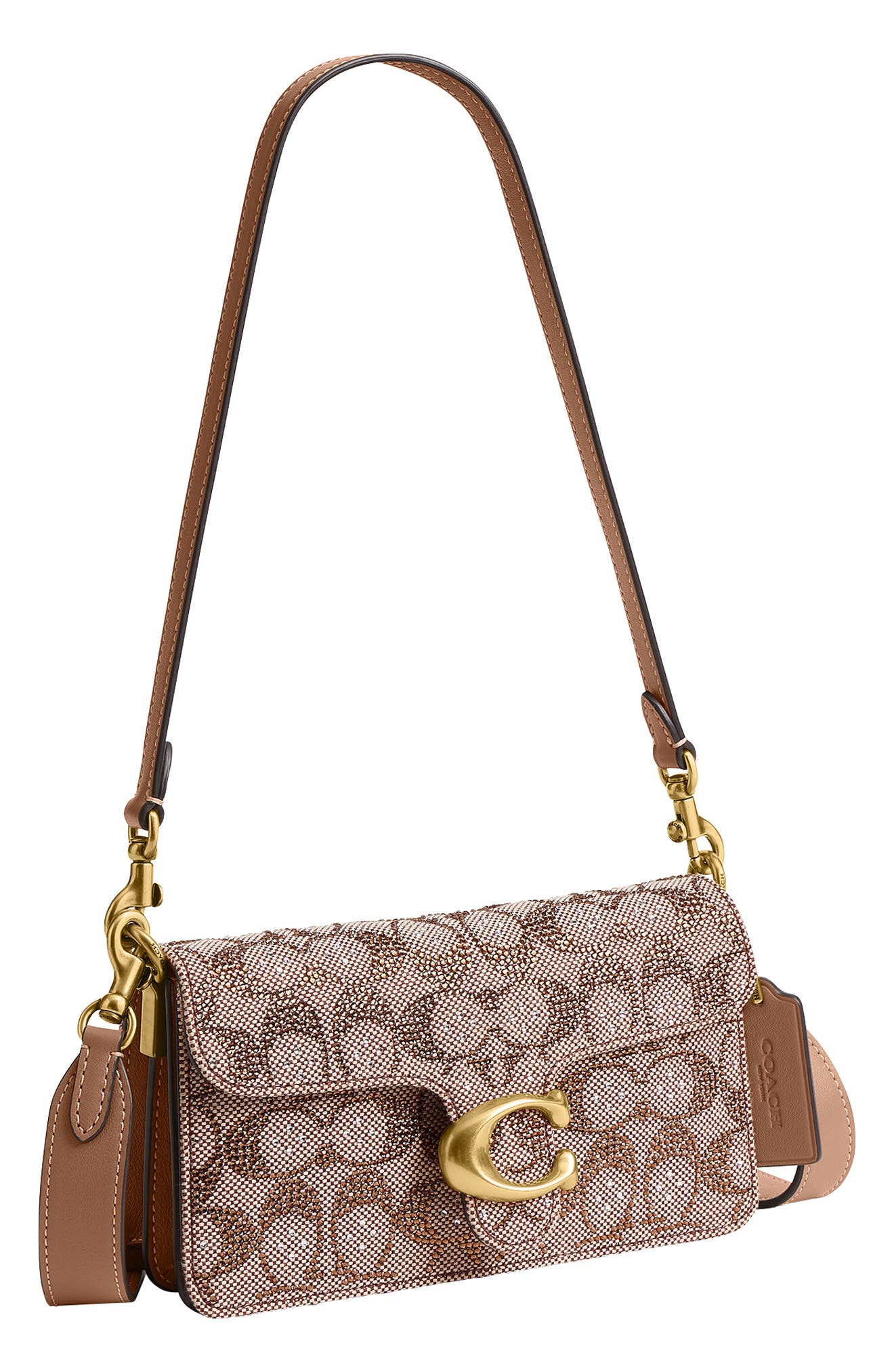 Soft Tabby 20 Crystal Signature Jacquard Shoulder Bag, Alternate, color, B4/MUSHROOM