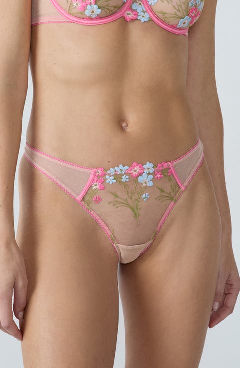 Douceur Embroidered Tulle Thong