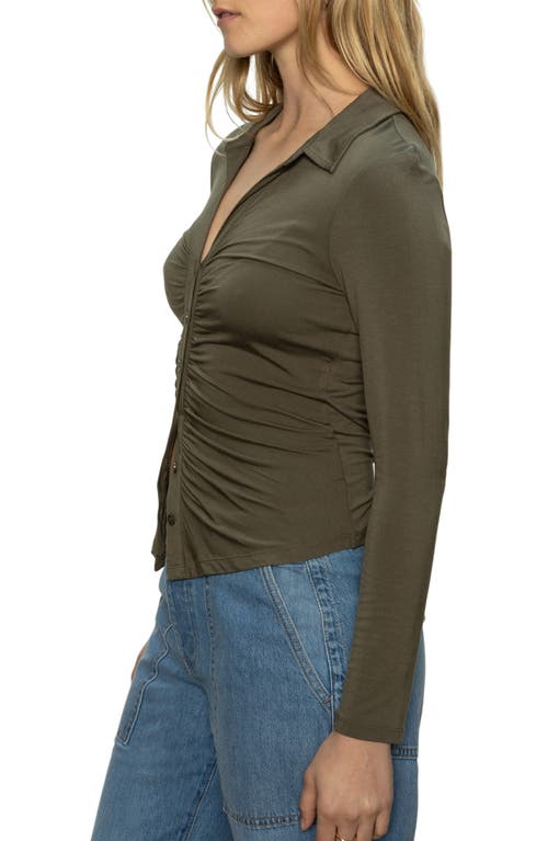 Sanctuary Easy Go Ruched Button-up Shirt In Kalamata