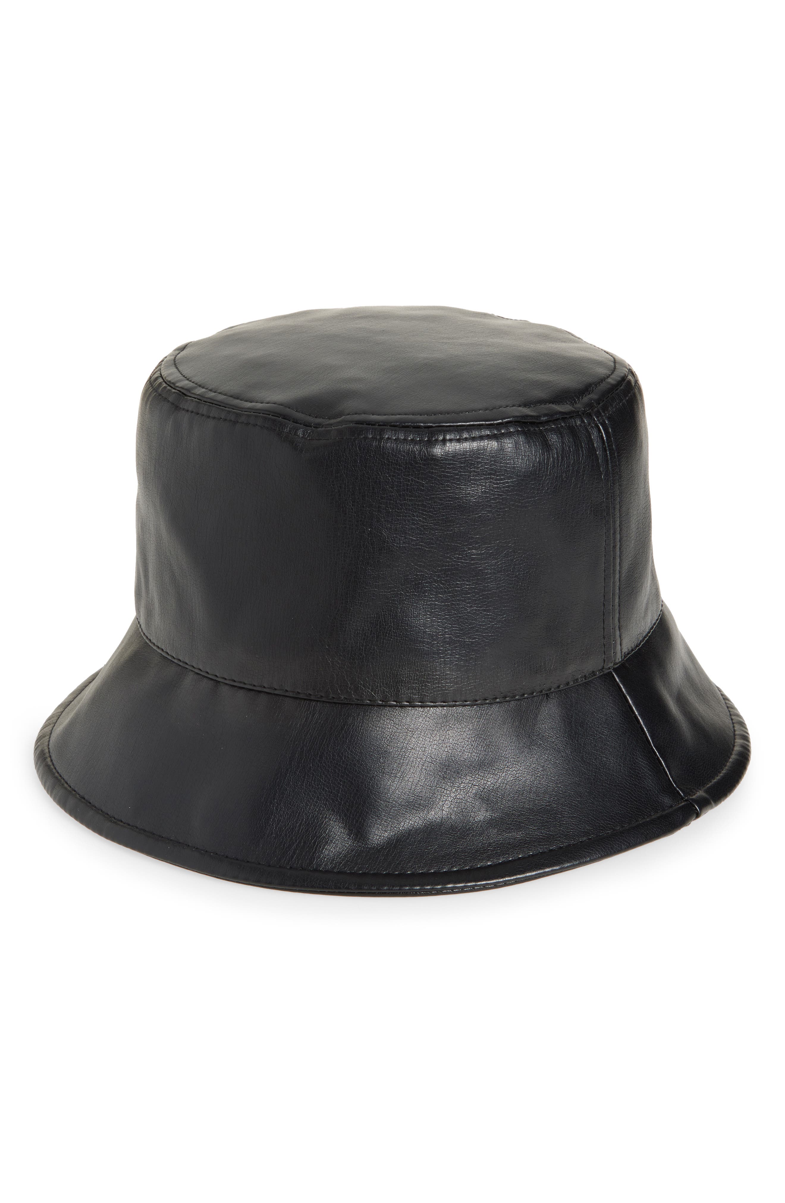 NORDSTROM RACK Faux Leather Bucket Hat