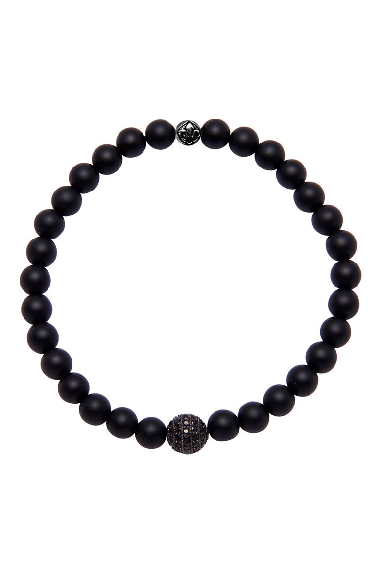 Matte Onyx and Black CZ Diamond Wristband, Main, color, BLACK