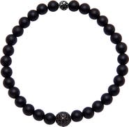 Nialaya Matte Onyx and Black CZ Diamond Wristband