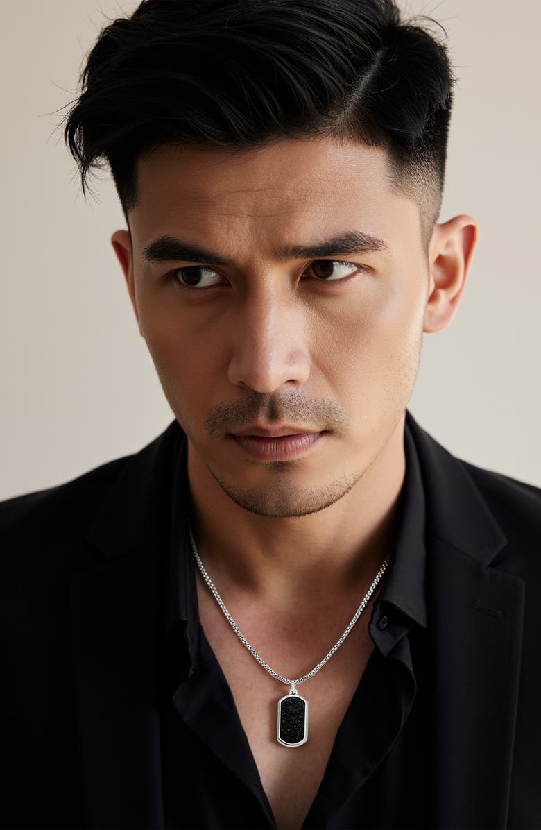 Mr. Ettika Men's Onyx Dog Tag Necklace, Alternate, color, Black