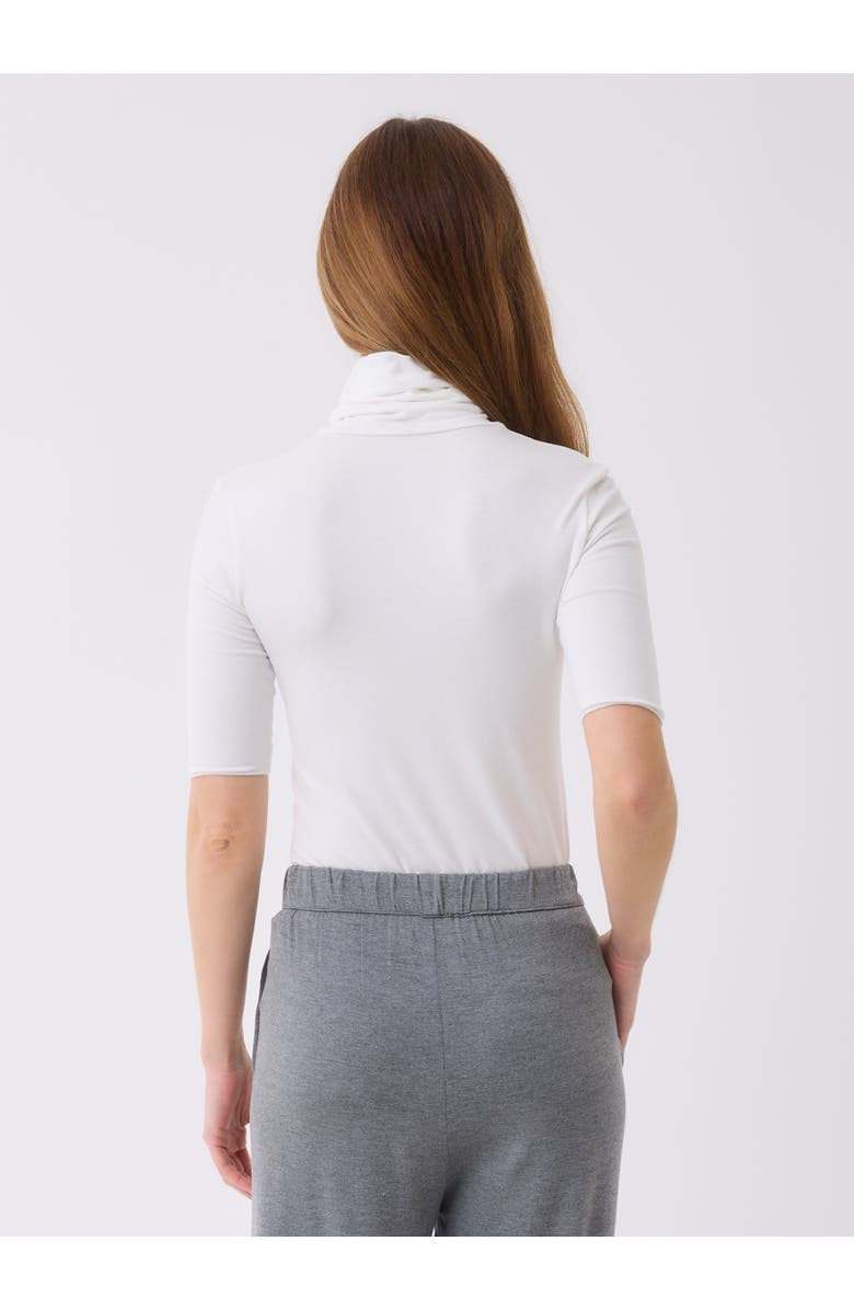 Majestic Filatures Soft Touch Elbow Sleeve Turtleneck, Alternate, color, Blanc