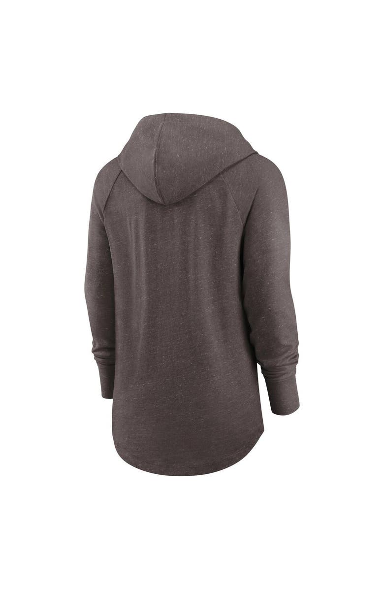 Nike Women's Nike Brown Cleveland Browns Minimal Statement Lightweight Raglan Funnel Neck Pullover Hoodie, Alternate, color, Brown