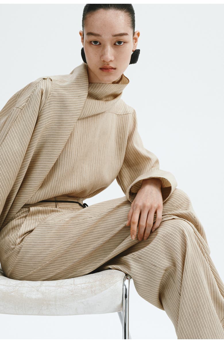 H&M Linen-blend Barrel Trousers, Alternate, color, 