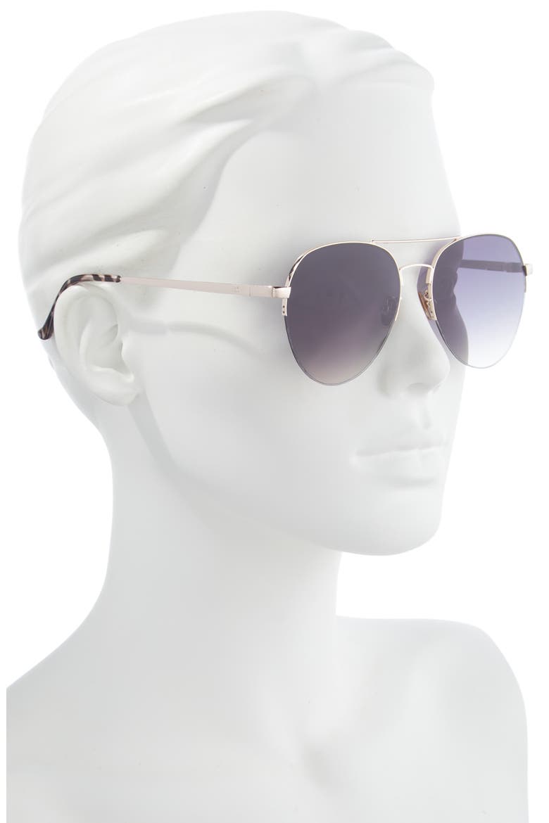 56mm Gradient Semi Rimless Aviator Sunglasses, Alternate, color, GOLD