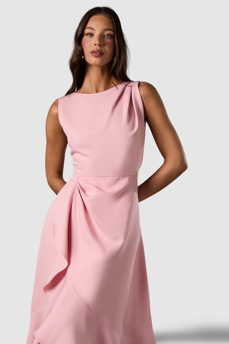 Waterfall Crepe Midi Dress, Alternate, color, Blush