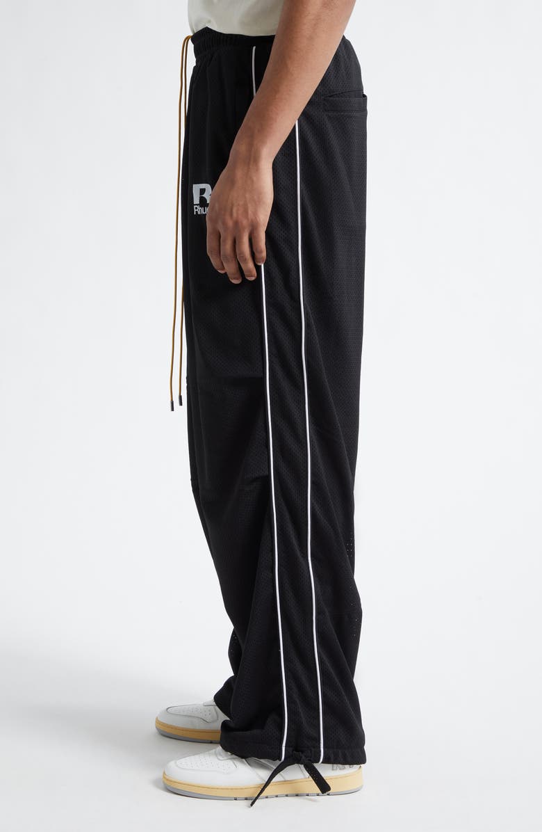 Rhude Piped Parachute Track Pants, Alternate, color, Black / White