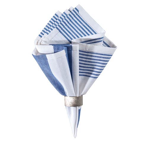 C & F Home C&f Home Blue & White Cotton Reversible 4th Of July Patriotic Woven Reversible Napkin Set Of 6 In Blue