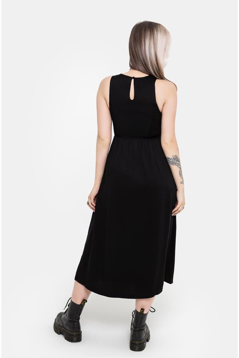 Rootweave Embroidered Midi Dress, Alternate, color, Black