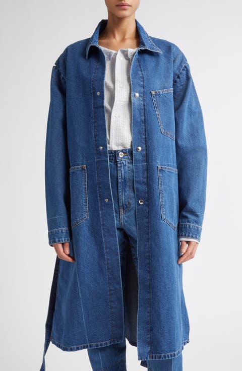 Hook & Eye Convertible Belted Paper Denim Work Jacket