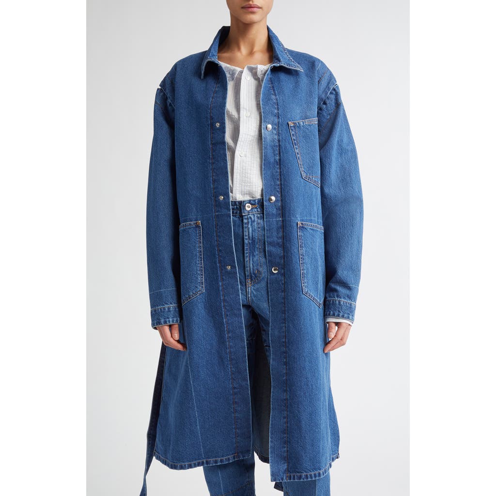 SETCHU Hook & Eye Convertible Belted Paper Denim Work Jacket in Indigo Wash  product