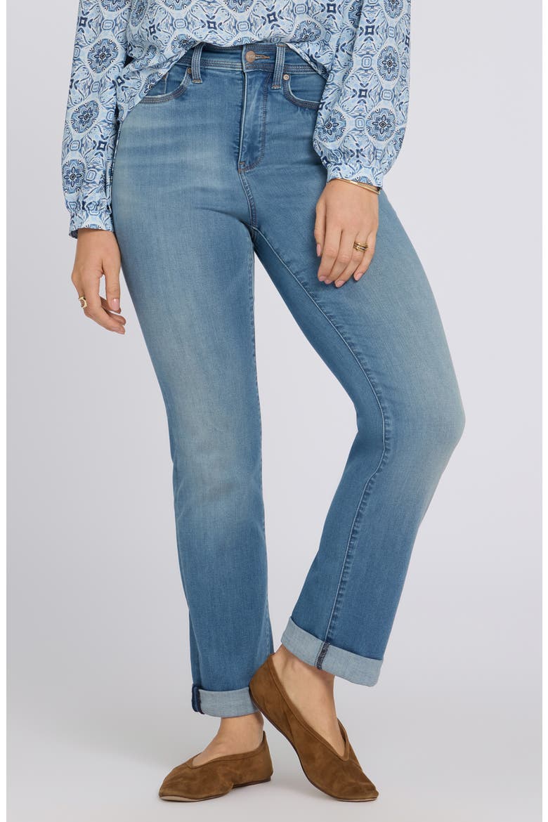 Marilyn Triple Stitch High Waist Straight Leg Jeans, Main, color, PORT SEA