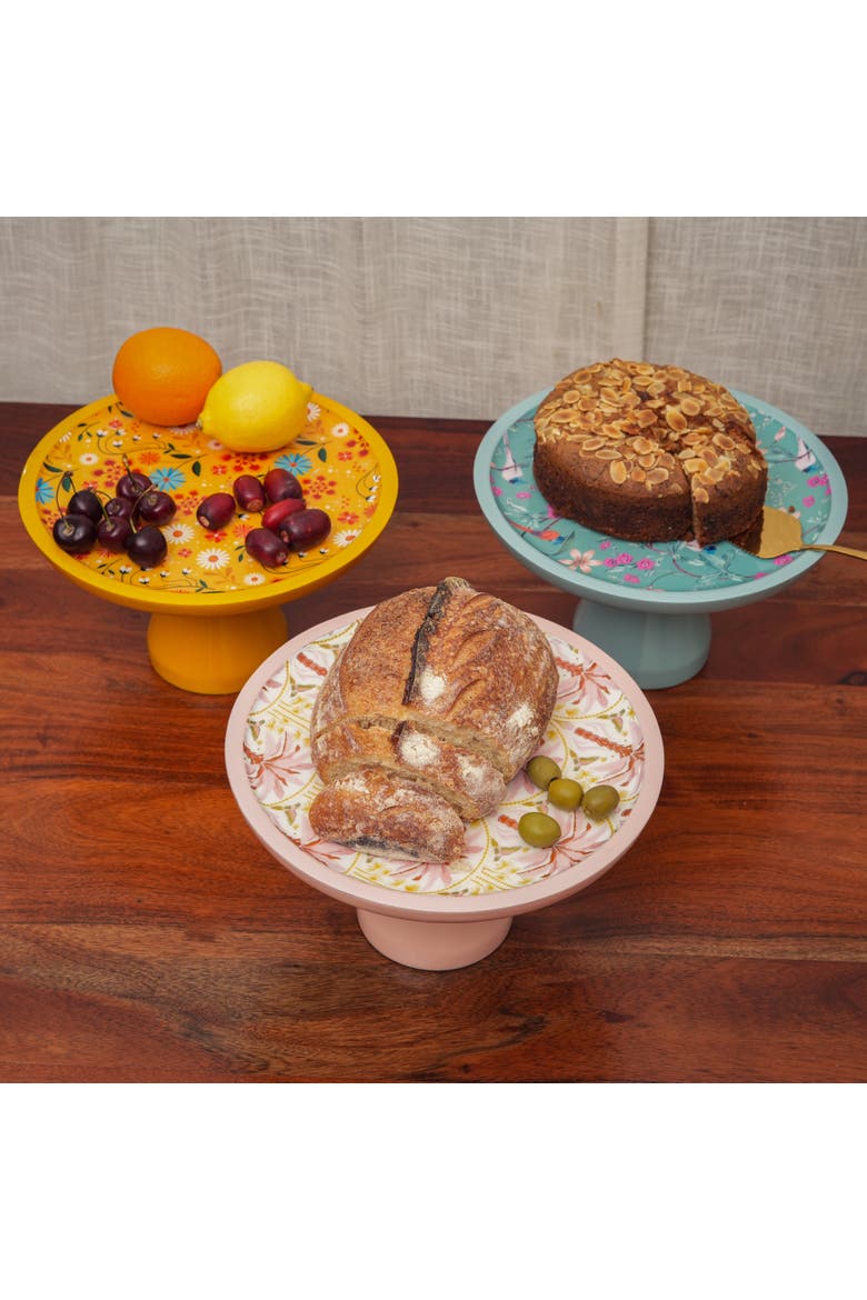 Aqua Flora Pedestal Cake Stand, Alternate, color, Aqua Flora