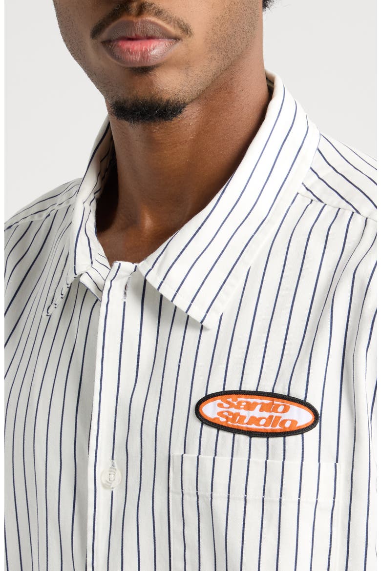 Dolce Striped Short Sleeve Shirt, Alternate, color, WHITE