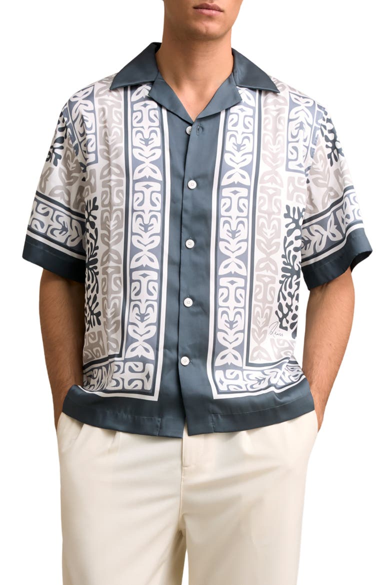 Momoa Satin Camp Shirt, Main, color, AIRFORCE BLUE